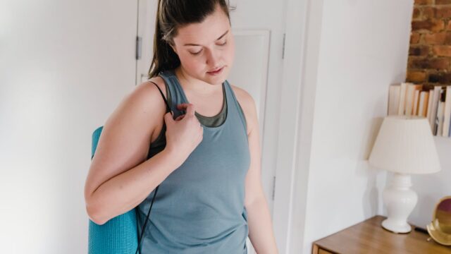 woman tired from doing yoga